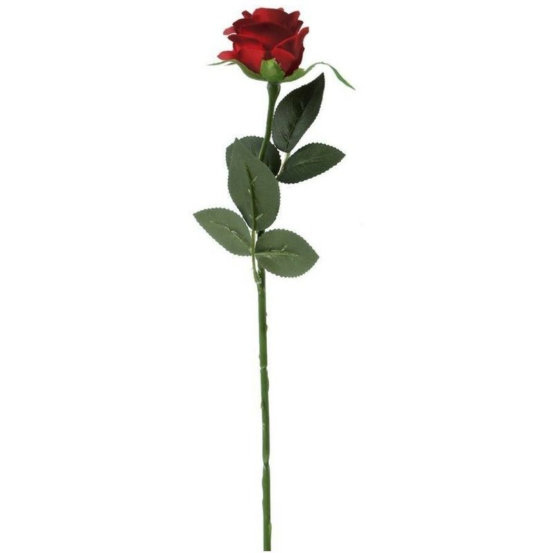 Image of 1 fiore artificiale rosa rossa aperta finto decorazione festa matrimonio