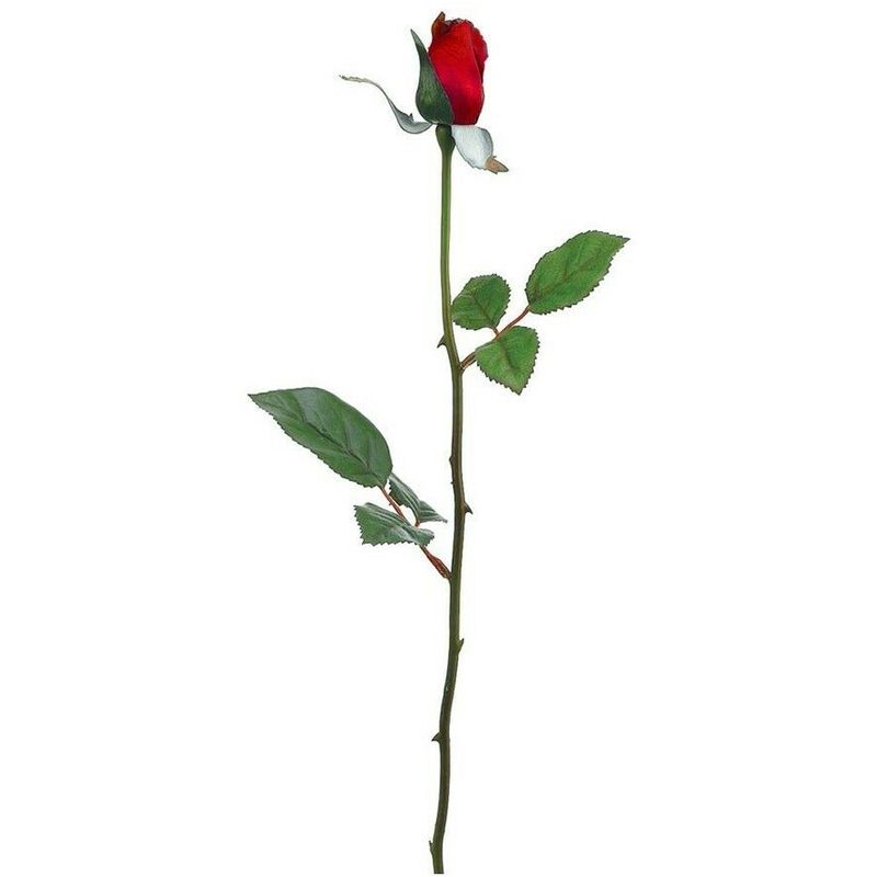 Image of 1 fiore artificiale rosa rossa bocciolo finto decorazione festa matrimonio