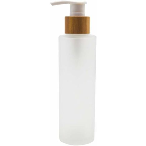 1 flacone con pompa in PET satinato da 120 ml con pompa a testa in bambù per  shampoo, oli essenziali, gel doccia, dispenser per lozione per lavaggio a  mano