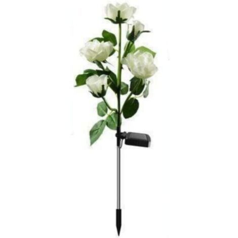 1 Fleur Lampe solaire à 5 têtes de jardin en forme de roses - Lumière LED (blanc)