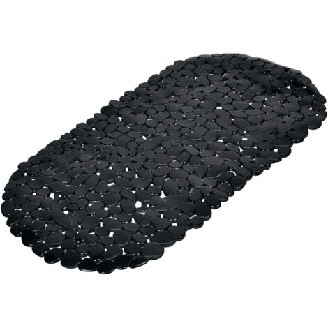 1 Fond De Baignoire, 36x69 Cm, Motif Galets, Pvc Noir, Salle De Bain