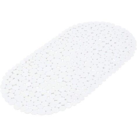 1 Fond De Baignoire, Motif Galets, Pvc Uni, 36x69 Cm, Blanc, Salle De Bain