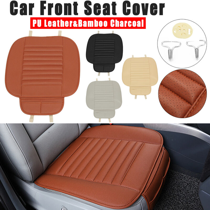 

1 funda para asiento delantero de coche, cojín de cuero PU transpirable, alfombrilla de carbón de bambú y carbón (naranja, 1 funda para asiento