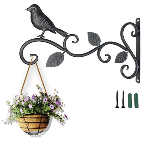 1 gancio da parete per mangiatoia per uccelli, piante sospese a parete, staffe per cesti sospesi, gancio da giardino retrò per fiori da 26 cm, accessorio per appendere fioriere/lanterna in metallo