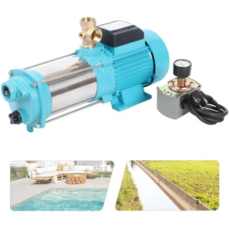 1" Garden pump, centrifugal pump, jet pump with pressure gauge, stainless steel shaft with pressure switch, domestic water jet pump, 1300 W, 4000 l/h 9.8 bar