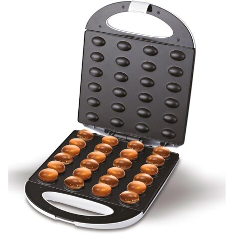 1 Gaufrier, 24 demi-galettes, forme de noix, 1600 W, revêtement anti-adhésif, thermostat automatique, poignées cool touch, cuisine domestique