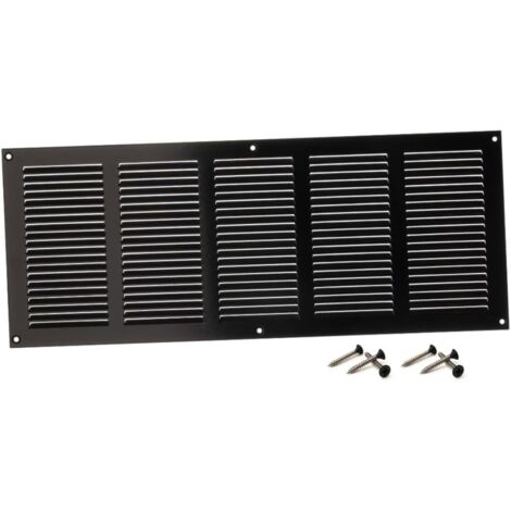 1 - Grille d'Aération - Registre d'évacuation - En Acier Galvanisé Avec Moustiquaire - Pour Mur Plafond Porte - Noir - 50x20cm