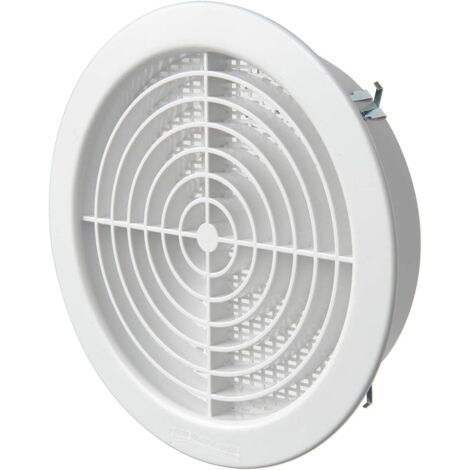 1 Grille ronde encastrable avec moustiquaire diamètre 160 blanc passage air 135cm2 pour ventilation mur