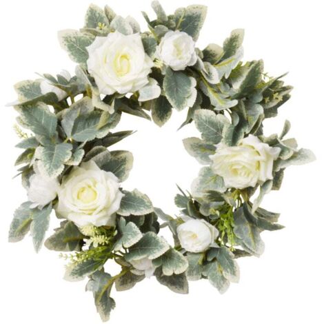 1 Guirlande de roses simulées de Noël en couleur crème - Décoration de mariage, fête & fleurs artificielles