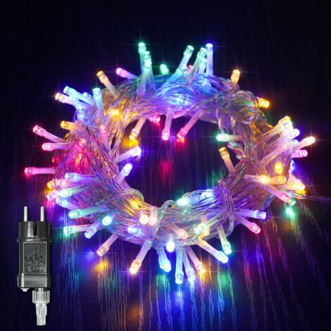 1 guirlande lumineuse, 8 modes, 100 led, 10m, fil transparent, multicouleur, intérieur, noël, mariage