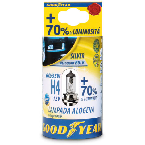 1 брой халогенна крушка H4 Х4 12V 60 / 55W + 70% 3000K E4 Goodyear Гудиър