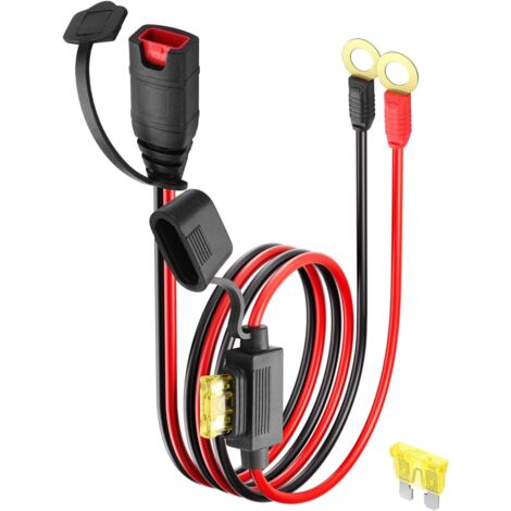 1 Harnais de câble 16AWG Connecteur M10 Fusible 20A pour chargeur batterie voiture moto