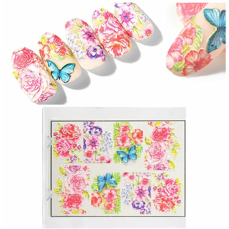 

1 hoja de transferencia de agua flor grabada pegatina para unas DIY manicura diseno deslizante decoracion de unas