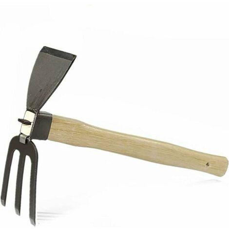 1 houe et râteau deux en un avec manche en bois houe à creuser pour planter le lissage et le desserrage du sol