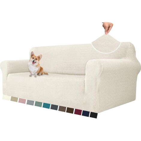 1 Housse Canapé Extensible 3 Places, Tissu Polyester Antidérapante, Protection Griffures, Salon