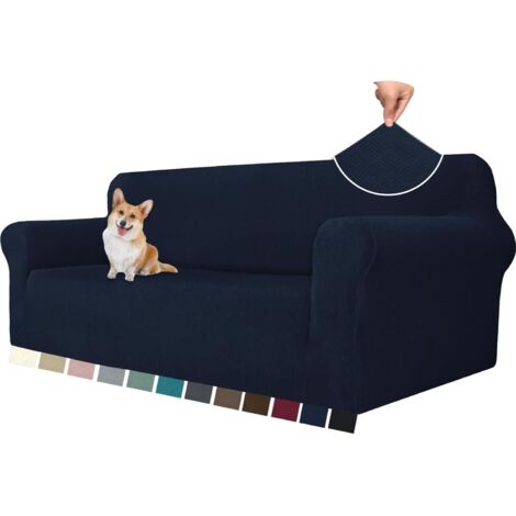 1 Housse Canapé Extensible 3 Places, Tissu Polyester Spandex Antidérapant, Protection Griffures Animaux, Salon