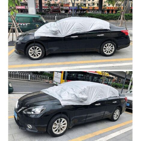 1. Housse de protection anti-UV, pluie, neige, chaleur et froid pour voiture, demi-couverture en PVC taille M 270x150cm, idéale pour extérieur.