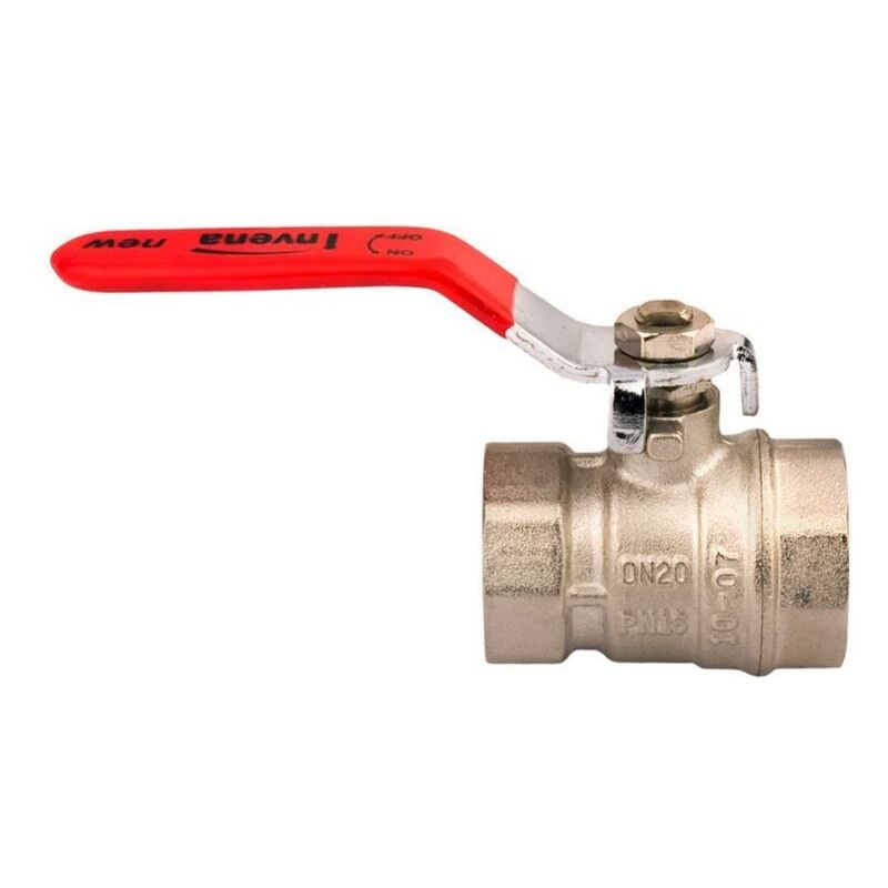 1' Inch Water Lever Type Ball Valve Female x Female Red Handle Quarter Turn