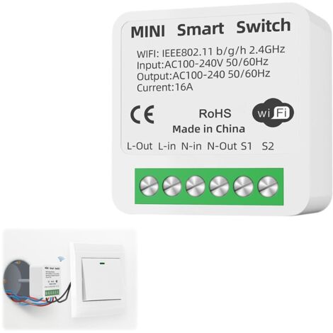 1 Interrupteur Connecté, Module Wifi Tuya, Compatible Alexa Google, Installation Encastrée 86, Contrôle Lumière Maison