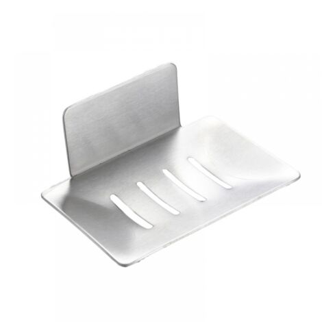 1 jabonera montada en la pared, sin perforación, jabonera de ducha de acero inoxidable (plata), jabonera autoadhesiva de acero inoxidable para almacenamiento de esponja
