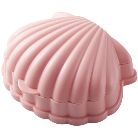 1 jabonera natural con forma de concha, tapa con desagüe, soporte antideslizante para jabón, accesorios de cocina y baño de plástico PP (rosa)