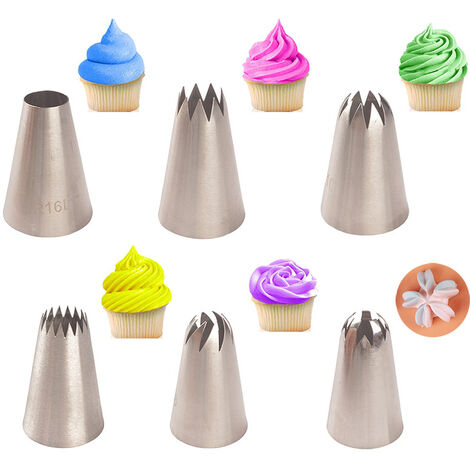 1 Jeu de 6 Grand Douilles Pâtisserie en Acier Inoxydable DIY Kits Décoration de Gâteaux