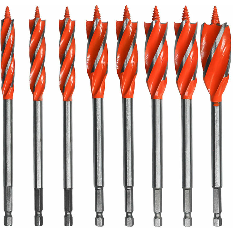 Lucky-88 - 1 jeu de 8 forets à quatre fentes à quatre tranchants ouvreur de trou de serrure de porte serrure de porte alésage foret ouvreur de trou