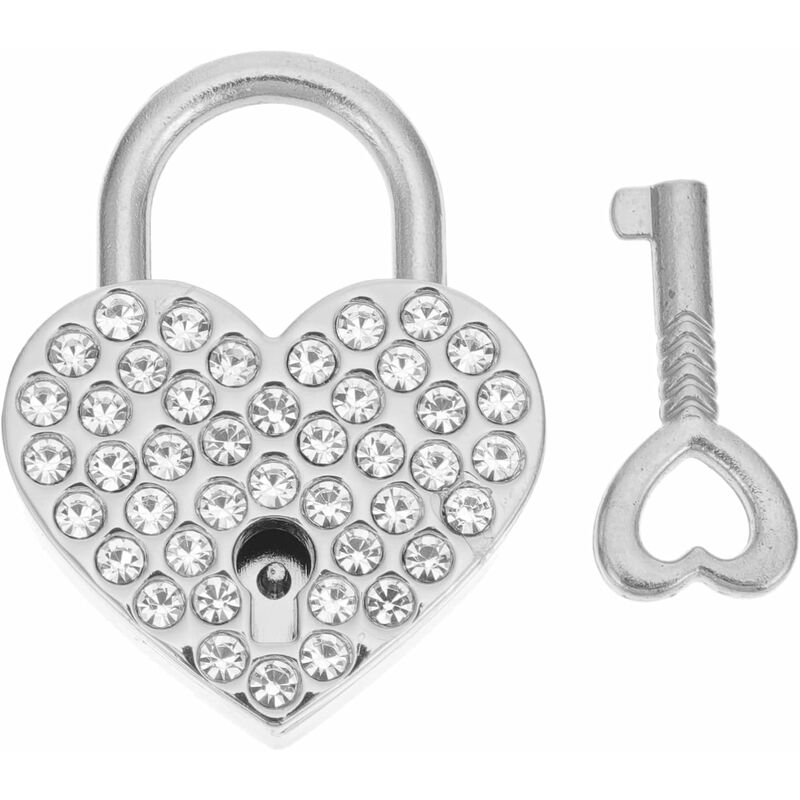 1 jeu de cadenas d'amour pour couples-cadenas argentés en forme de cœur, serrures en forme de cœur en alliage de zinc pour couples - silver