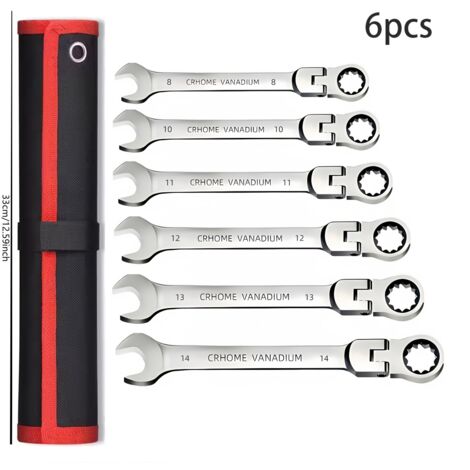 1 jeu de clé à cliquet à tête mobile, 72 dents, pivotement à 180°, en acier chrome-vanadium durable - Outil essentiel pour réparations domestiques