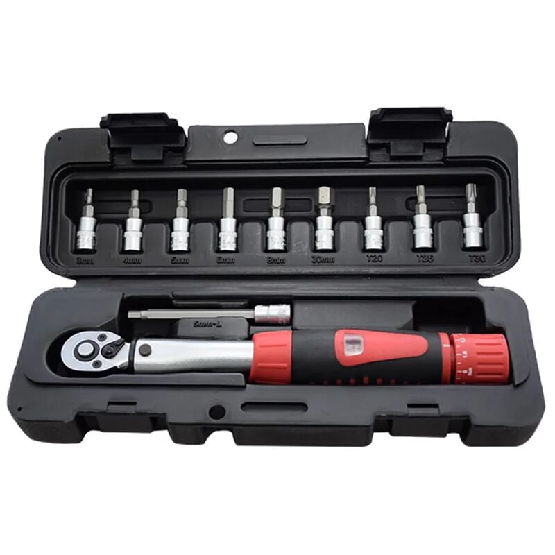 Tonchean - 1 jeu de clés dynamométriques pour vélo 1/4 pouce Dr 2-24 Nm Kit d'outils de réparation de vélo Clé dynamométrique mécanique à cliquet Clé