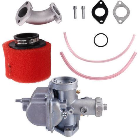 1 jeu de couleurs : comme indiqué sur l’image. Matériaux : plastique + métal VM22 + filtre à air 38 mm + connecteur de carburateur argenté.