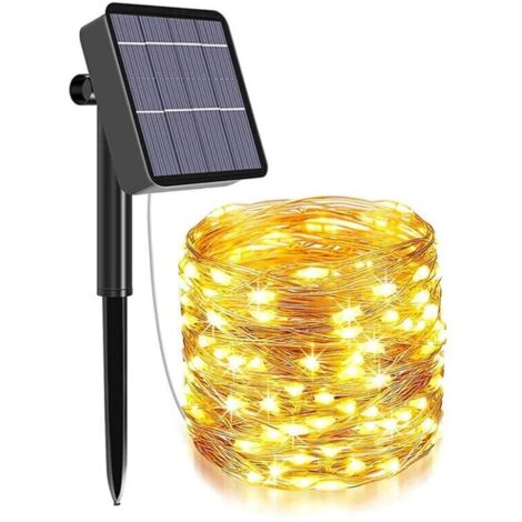 1 jeu de guirlandes lumineuses solaires 200 LED étanches 8 fonctions, 20 m Cisea