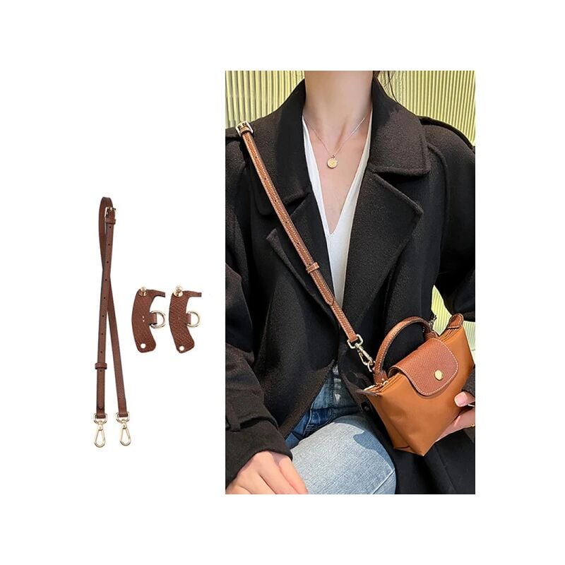 1 jeu de mini bandoulières en cuir antichoc marron