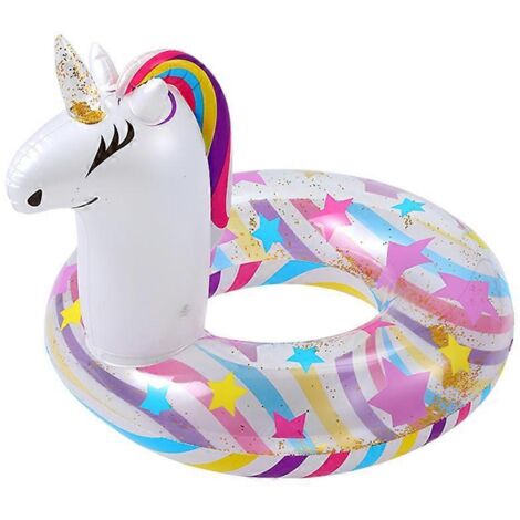 1 jouet de piscine gonflable licorne pour enfants, bouée gonflable à paillettes pour l'été