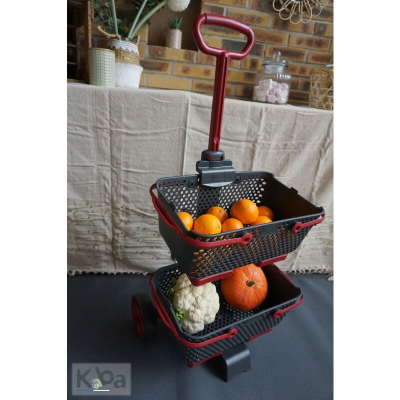 Chariot Kaba pour Kajo 15L Gris / Cerise + 2 Kajo 15L Gris / Cerise