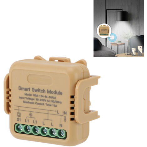 1-Kanal 16A WLAN-Relaismodul für Tuya – App-, Sprach- und Timersteuerung, kompatibel mit 90–250 V Wechselstrom, vereinfachte Wandmontage