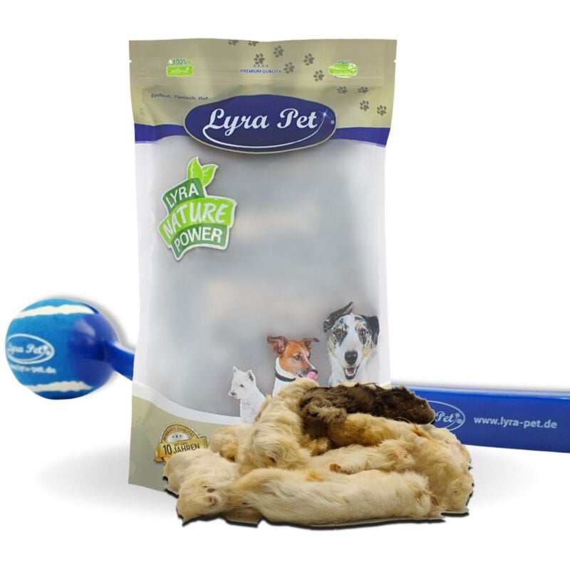 Lyra Pet - Pattes de lapin ® 5 kg avec fourrure + lanceur de balle