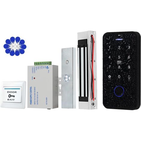 1 Kit Clavier Biométrique NFC RFID 13.56MHz Étanche IP68 Serrure Magnétique 180kg Pour Porte Métal Bois Verre
