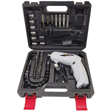 1 Kit complet Kit de Tournevis Électrique sans Fil Rechargeable 3.6V avec Accessoires pour Bricolage et Réparations à Domicile, XU,Gris, 47 pièces (poignée non recouverte de caoutchouc) - KZQ