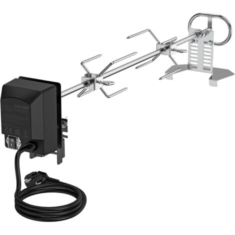 1 Kit Tournebroche 73cm Moteur Électrique Fourchettes Fer Chromé Brasero Barbecue