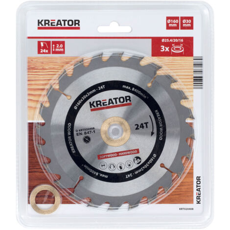 1 Kreissägeblatt 160 mm 2,0 mm 24 Zähne - Bohrung 30 mm Kreator