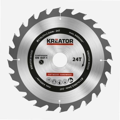 1 Kreissägeblatt 210 mm 2,2 mm 24 Zähne - Bohrung 30 mm Kreator