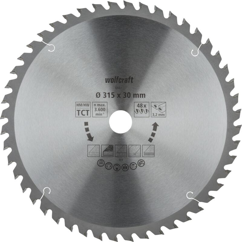 Lame de Scies Circulaires sur Table - 48 Dents et Diamètre 315 mm - réf. 6584000 - Wolfcraft