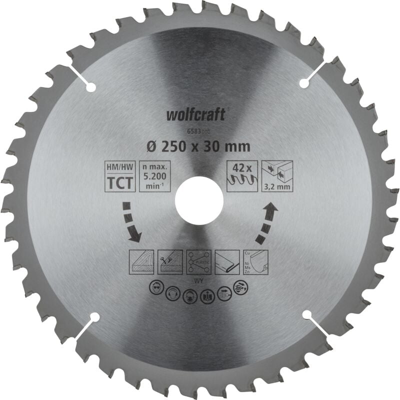 Wolfcraft - Lame de Scies Circulaires sur Table - 42 Dents et Diamètre 250 mm - réf. 6583000