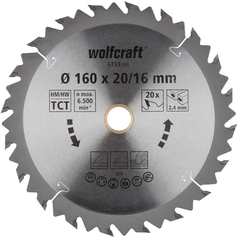 Wolfcraft - Lame de scie circulaire ct, 20 dents ø160mm 6733000
