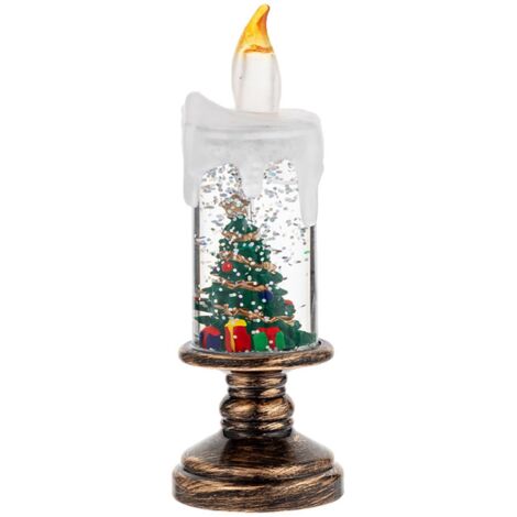 1 lampada a sfera di neve a LED multicolore, effetto fluttuante realistico, lampada natalizia, candela natalizia senza fiamma (albero di Natale)