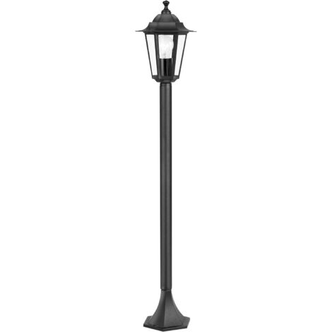 1 - Lampadaire Extérieur - Lanterne Jardin - Éclairage Chemin Fonte Aluminium Noir Verre IP44 Douille E27