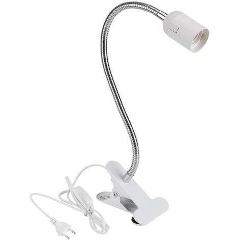 1 lampe à pince e27, douille avec interrupteur, col de cygne flexible, prise ue, pour chevet,bureau,lecture