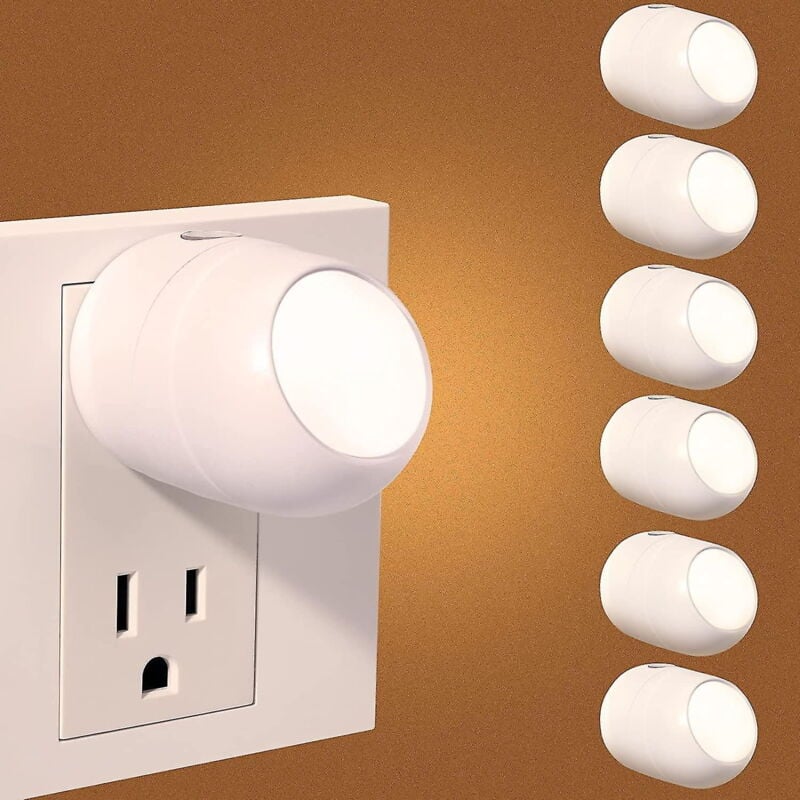 1 lampe de nuit à brancher, veilleuse led rotative à 360°, veilleuse compacte avec capteur de poussière