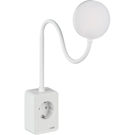 1 - Lampe De Prise - Lampe De Lecture LED - Bras Flexible Col De Cygne - Dimmable Avec Ports USB-A Et USB-C - Pour Chambre Salon Cuisine - Blanc Neutre 4000K - 4,5W